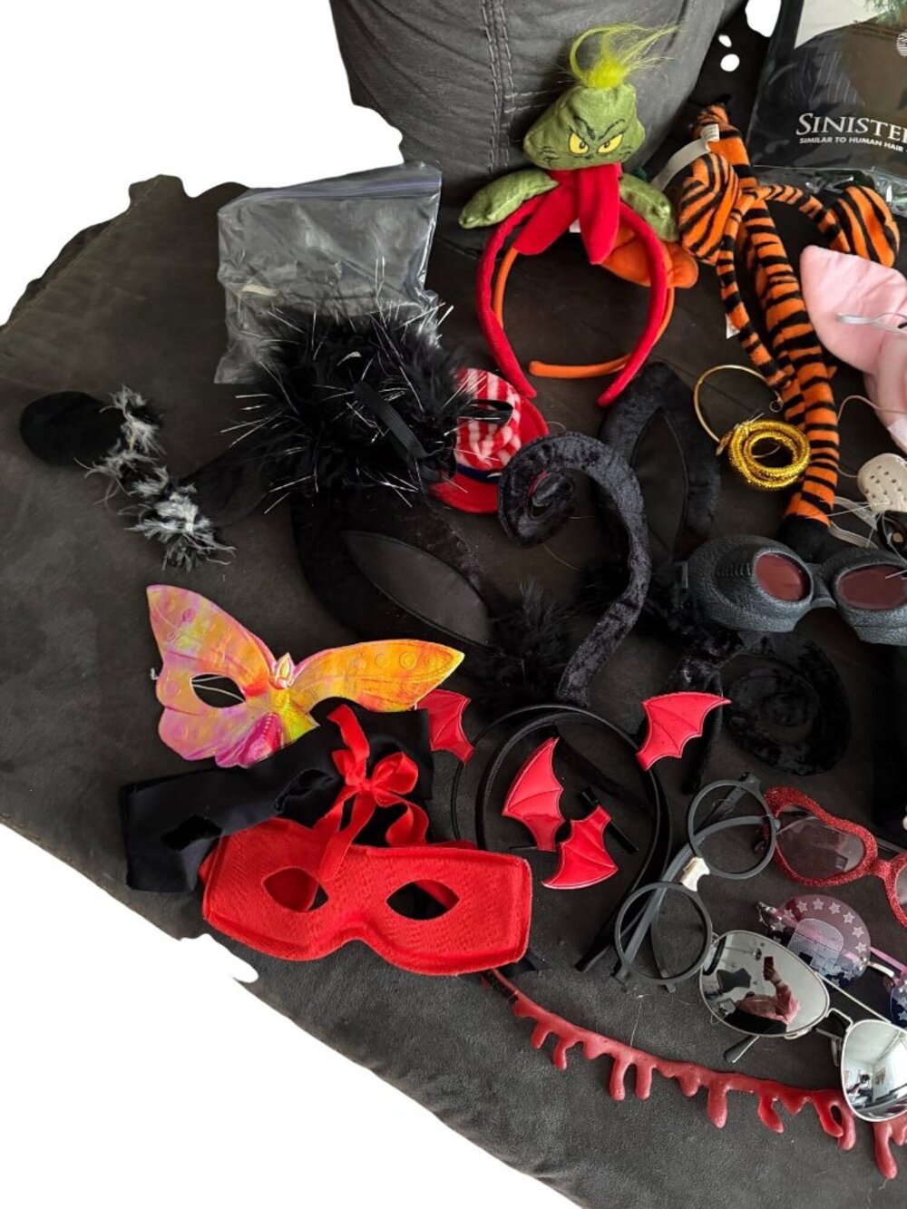 Halloween Costume & Accessory Lot - Includes Masks Headbands Wigs Glasses Props - Picture 2 of 6